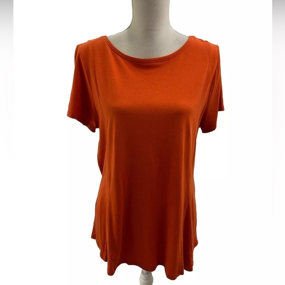 J. Jill Orange Short Sleeve Tunic Top Large Cotton - Picture 1 of 8